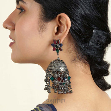 Dajinn Shivani Silver Oxidised Earring