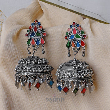 Dajinn Iryaa  Silver Oxidised Earring