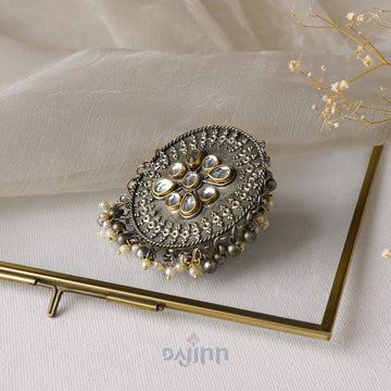 Dajinn Qusha Silver Oxidised Ring