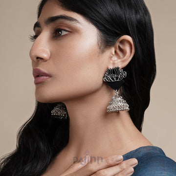 Dajinn Helna Black Silver Oxidised Earring