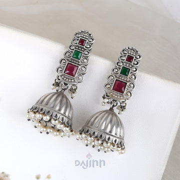 Dajinn Vaanya Multicolored Silver Oxidised Earring