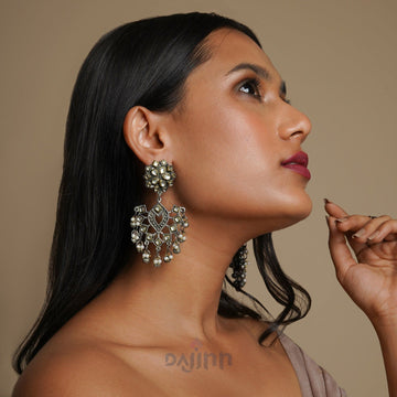 Dajinn Anshika Gold and Silver Oxidised Earring