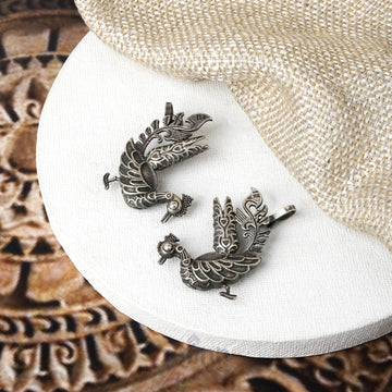 Dajinn Ikshita Peacock Silver Oxidised Earcuff