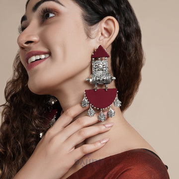 Dajinn Yaalini Maroon Fabric Earring