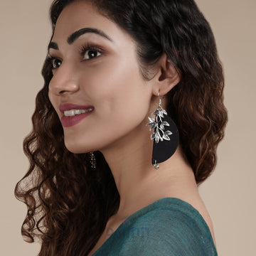 Dajinn Yukti Black Floral Fabric Earring