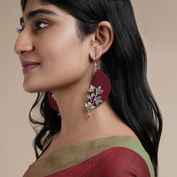 Dajinn Yukti Maroon Floral Fabric Earring