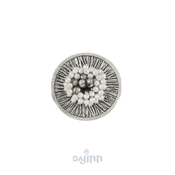 Dajinn Aaratrika Pearl Silver Oxidized Ring