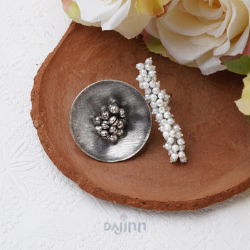 Dajinn Aklima Pearl and Silver Oxidised Ring