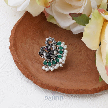 Dajinn Akshya Pearl and Silver Oxidised Ring