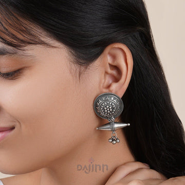 Dajinn Hardini Silver Oxidised Earrings