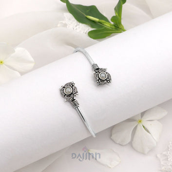 Aparna White Flower Silver Oxidized Bracelet