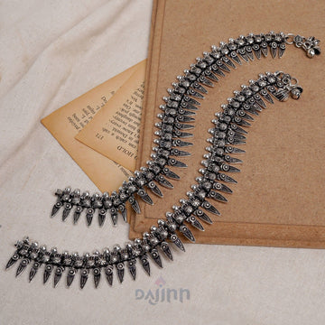 Dajinn Rasa Silver Oxidised Anklets