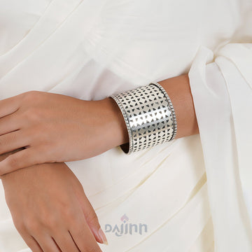 Dajinn Fizah Silver Oxidised Cuff Bracelet