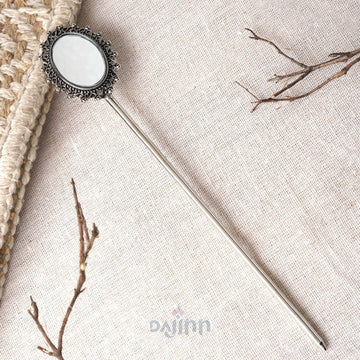 Dajinn Kaanchi Silver Oxidised Mirror Juda Pin