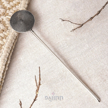 Dajinn Kasturba Silver Oxidised Juda Pin