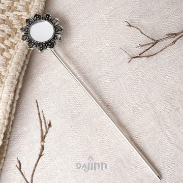 Dajinn Shashi Silver Oxidised Mirror Juda Pin