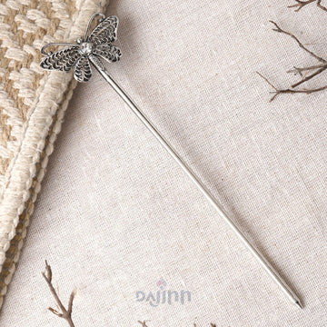 Dajinn Paakhi Silver Oxidised Juda Pin