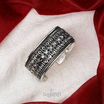 Dajinn Mantasha Silver Oxidised Cuff Bracelet