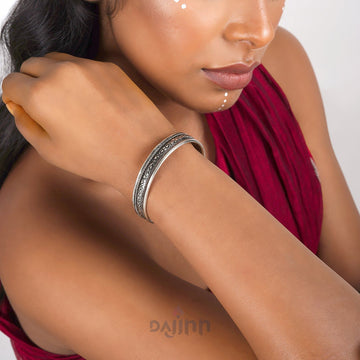 Dajinn Kirath Silver Oxidised Cuff Bracelet