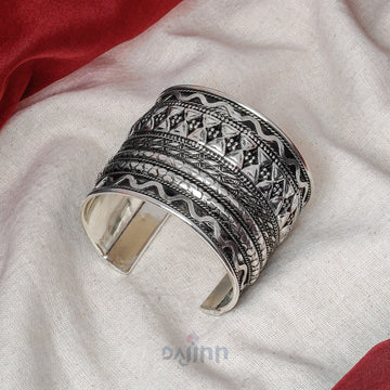 Dajinn Sadhana Silver Oxidised Cuff Bracelet