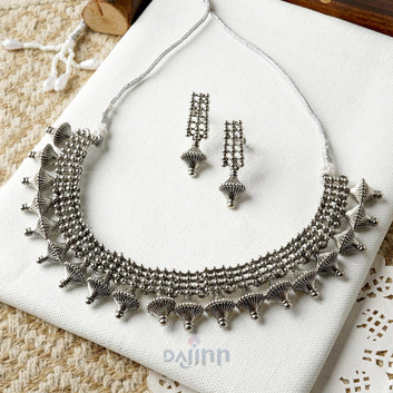 Dajinn Bhonsle Silver Oxidised Necklace Set