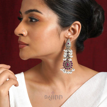 Dajinn Shaishunaga Silver Oxidised Ruby Earrings