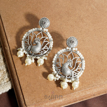 Dajinn Vintage Silver and Pearl Chandbali