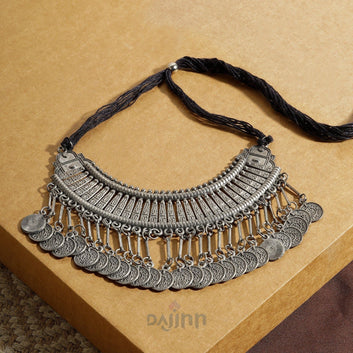 Chamak Silver Oxidised Necklace