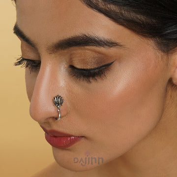 Kumudh Silver Oxidised Nose Pin