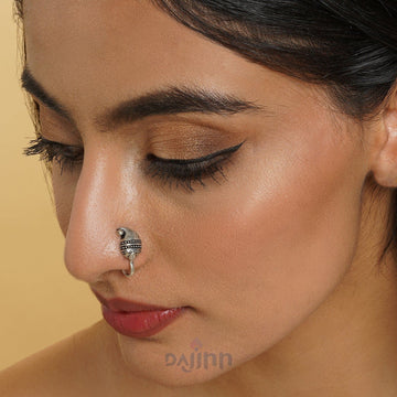 Ambi Silver Oxidised Nose Pin