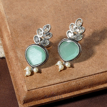 Dajinn Whispering Sea Green Silver Earrings