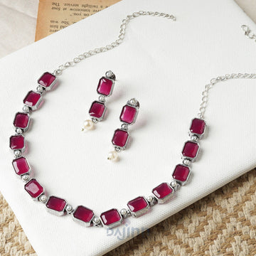 Dajinn Silver Noir Red Elegant Set