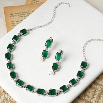Dajinn Silver Noir Green Elegant Set