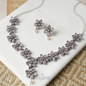 Dajinn Silver Pink and Floral Motif Set