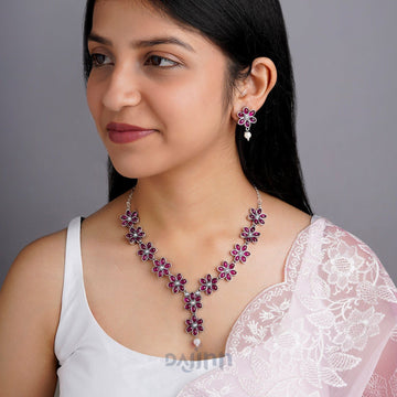 Dajinn Silver Red and Floral Motif Set