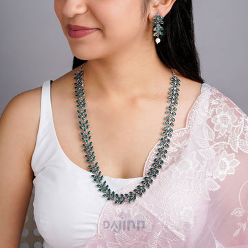 Dajinn Silver and Green Oxidised Set