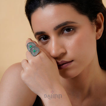Dajinn Bahuli Silver Turquoise Ring