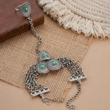 Dajinn Khushboo Silver Turquoise Hathphool