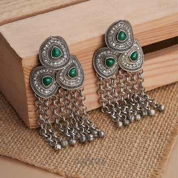 Dajinn Janani Silver Green Earring