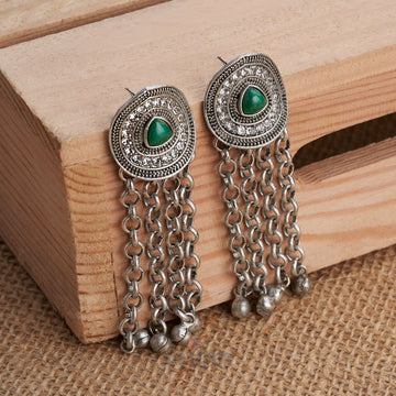 Dajinn Jia Silver Green Earring