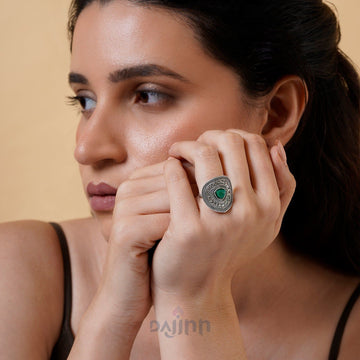 Dajinn Phool Silver Green Ring