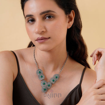 Dajinn Hansa Silver Green Necklace