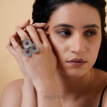 Dajinn Saranya Silver Mehroon Ring