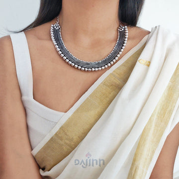 Mira Silver Oxidized Necklace
