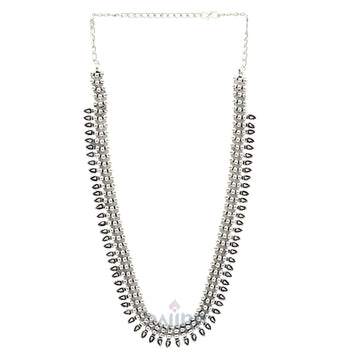 Yashika Silver Oxidized Long Necklace