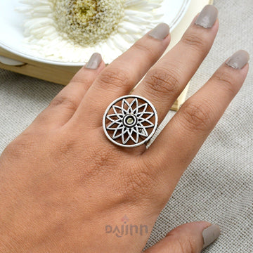 Pallavi Silver Oxidized Filigree Ring