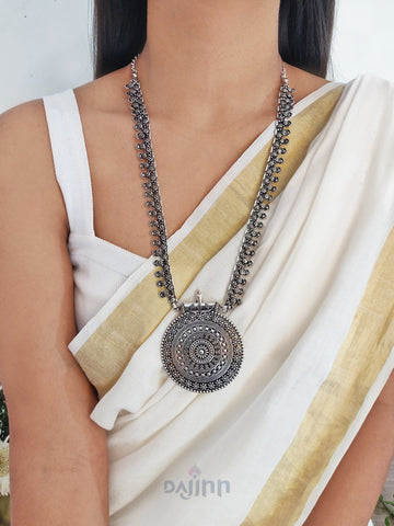 Anika Silver Oxidized Long Necklace