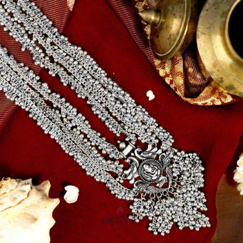 Krisha Silver Oxidized Ghungroo necklace