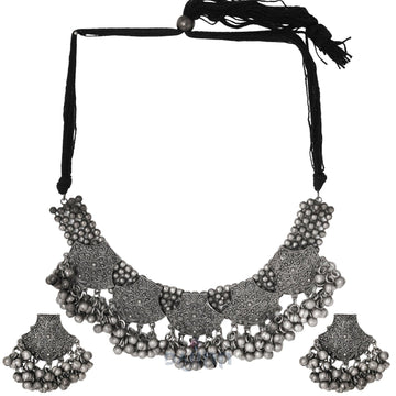 Dajinn Manisha Silver Oxidised Jewelry Gift Set