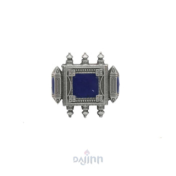 Meena Blue Enamel Silver Oxidized Ring